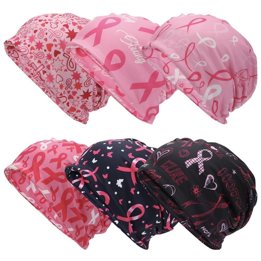 9319 6 Pcs Slouchy Beanies Hat Boho Stretch Turban Hats Chemo Cap Cancer